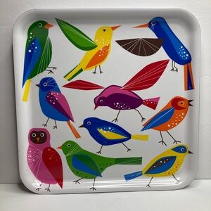 IKEA BARBAR Retired Bird Melamine Tray 13x13 Colorful Scandinavian Modern Art